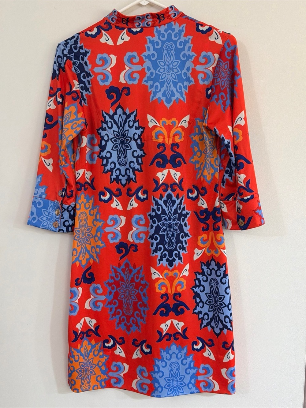 Gretchen Scott Designs XS Everyday Jersey Collared Dress Blue Orange Resort - Picture 6 of 12